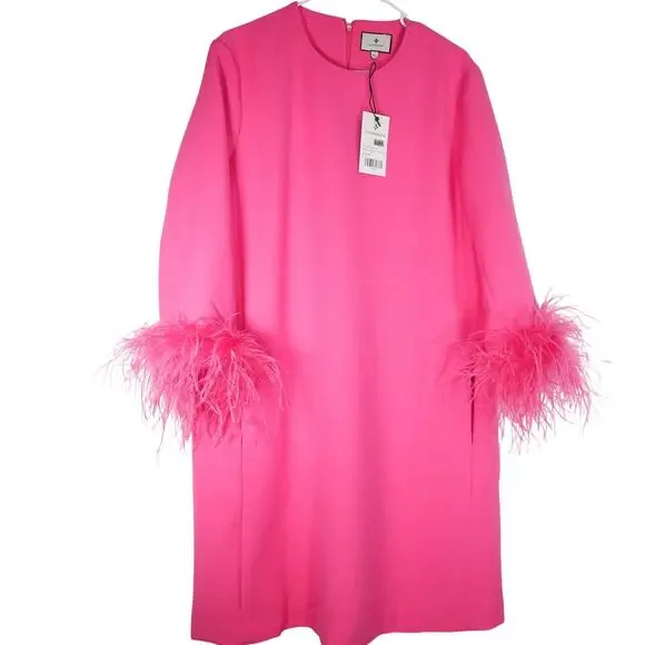New Tuckernuck Women's XL Pink Feather Mod Mary Dress 60s Retro Barbie Rare 5395 - Picture 4 of 14